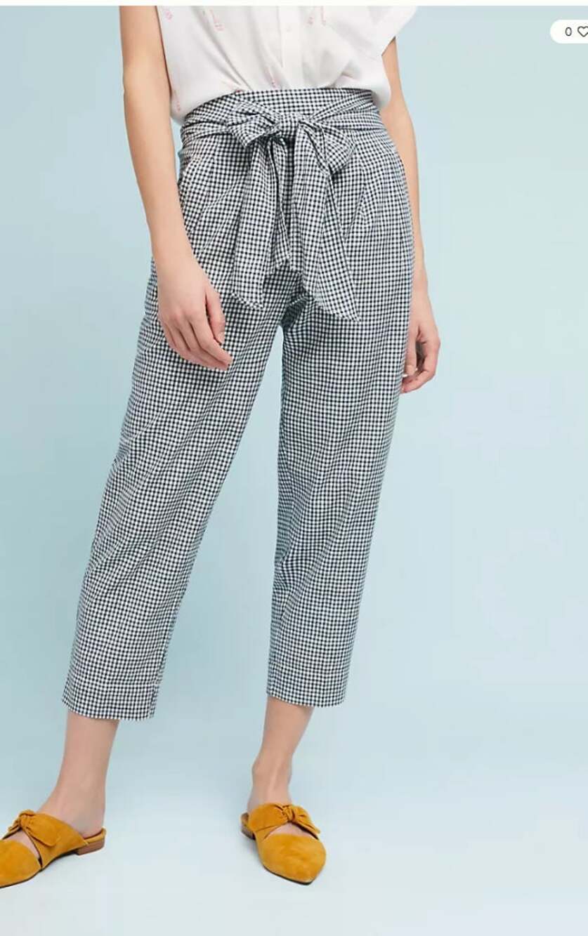 ANTHROPOLOGIE Cartonnier High Waisted Gingham Check Trouser Pants // 6